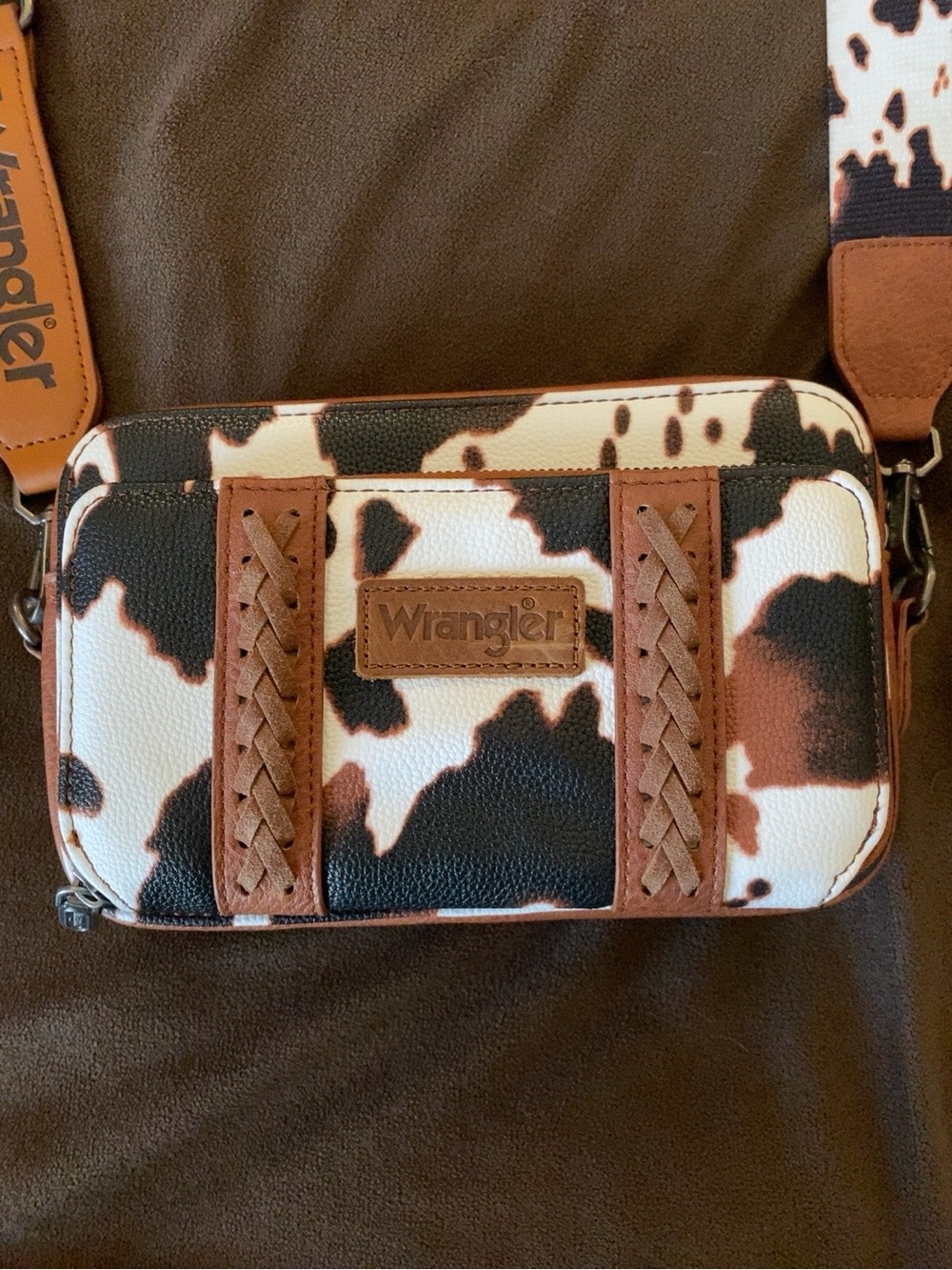 Wrangler Cow Print Crossbody Bag Wallet Purse Western Cowgirl